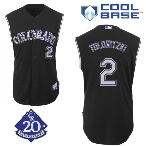 Troy Tulowitzki #2 MLB Jersey-Colorado Rockies Men's Authentic Alternate 2 Black Baseball Jersey